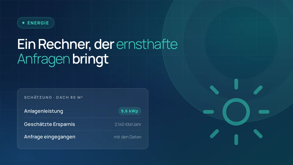 Vorschau der Weblösung für die Branche Energie und Solaranlagen