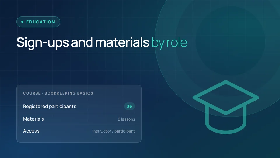Web solution preview for the Education and training sector