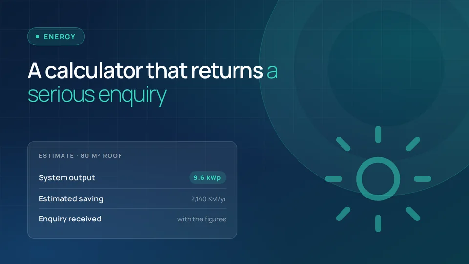 Web solution preview for the Energy and solar systems sector