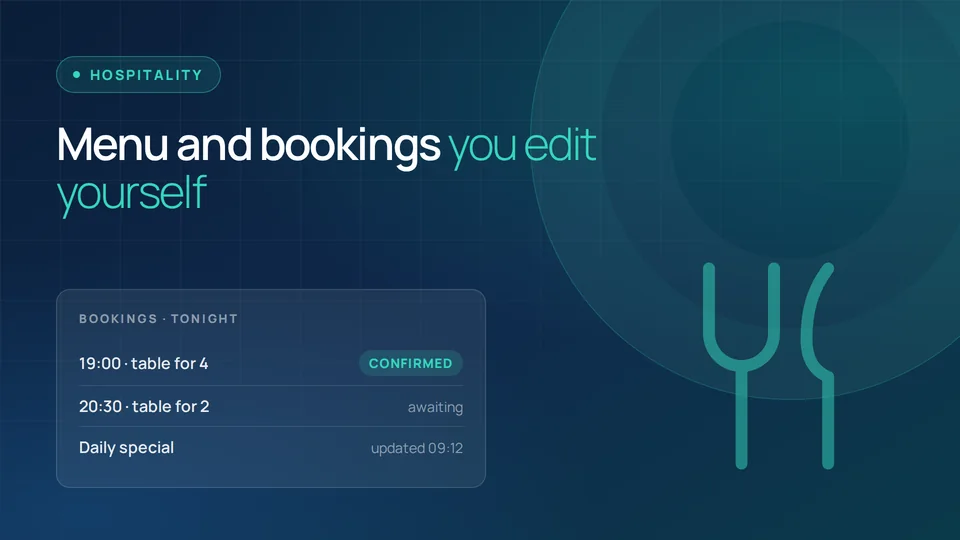 Web solution preview for the Hospitality and tourism sector