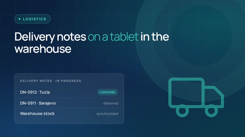 Web solution preview for the Logistics and wholesale sector
