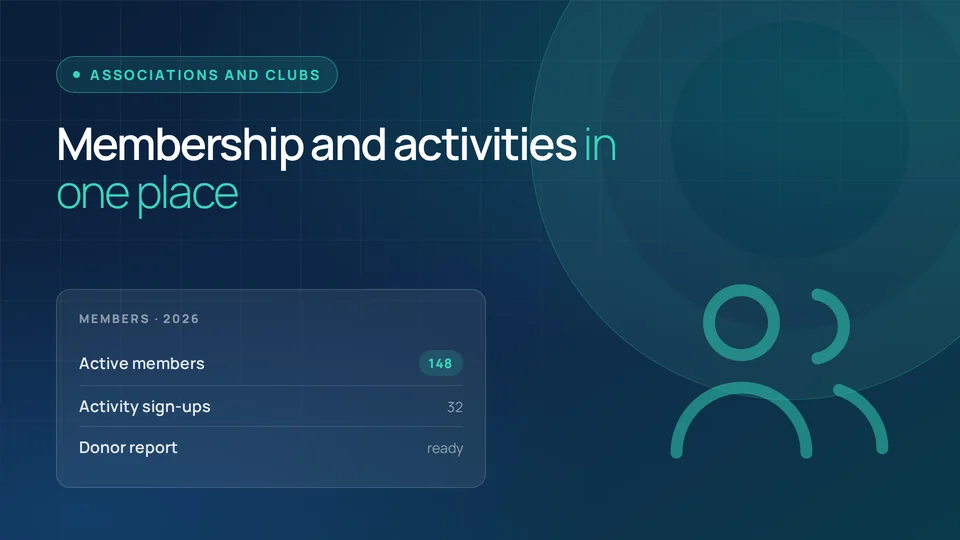 Web solution preview for the Associations, clubs and NGOs sector