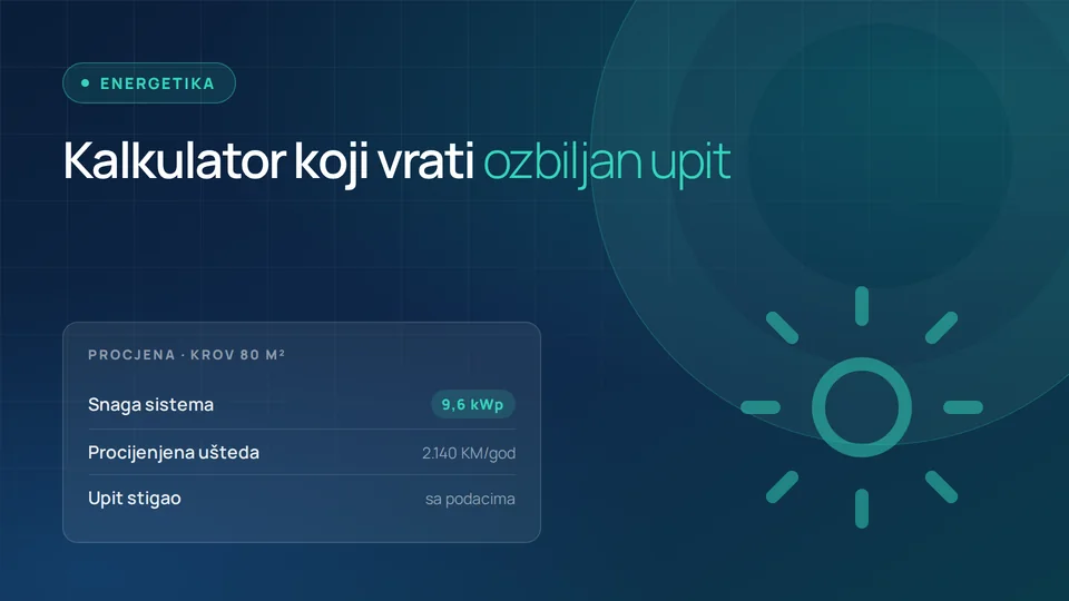 Prikaz web-rješenja za djelatnost: Energetika i solarni sistemi