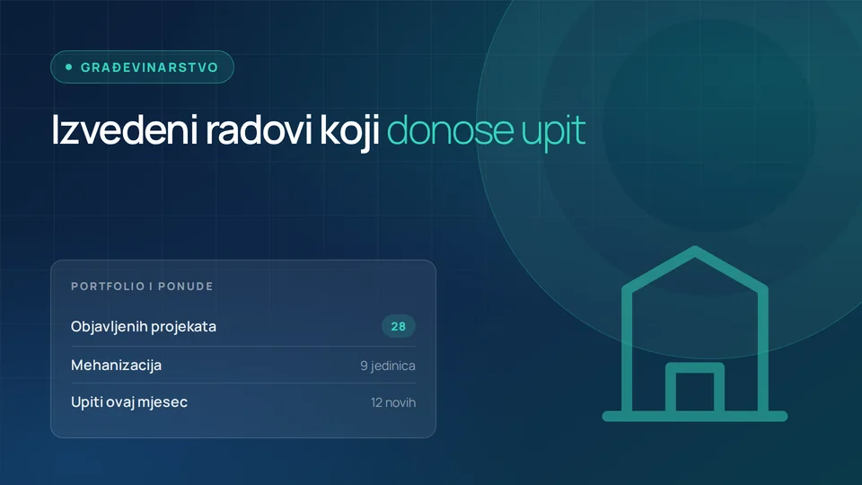 Prikaz web-rješenja za djelatnost: Građevinarstvo i zanati