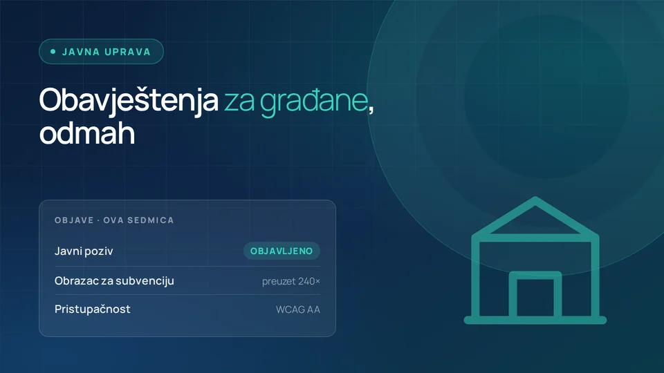Prikaz web-rješenja za djelatnost: Općine i javna uprava
