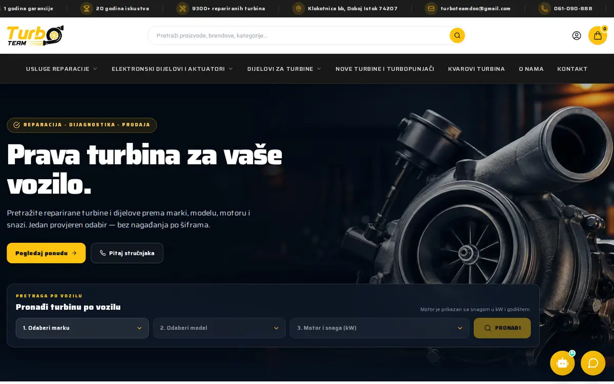 Nova naslovna stranica TurboTeam prodavnice